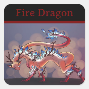 Fire Dragon Vierkante Sticker