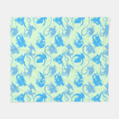 Fire Dragons Pattern LBlue L Groen BG Fleece Deken (Voorkant (Horizontaal))