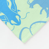 Fire Dragons Pattern LBlue L Groen BG Fleece Deken (Hoek)