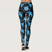 Fire Dragons Pattern LBlue Zwart BG Leggings (Achterkant)