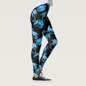 Fire Dragons Pattern LBlue Zwart BG Leggings (Rechts)