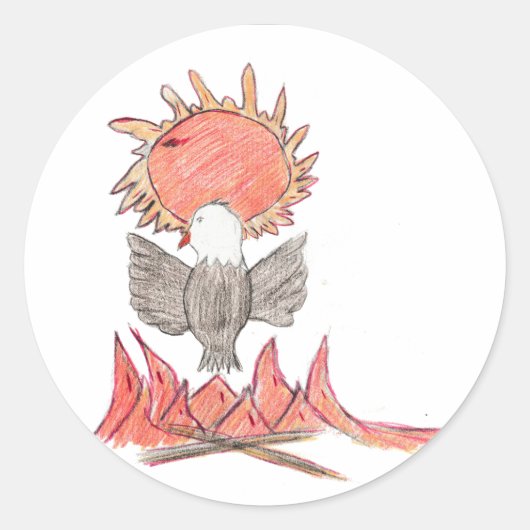 Fire Eagle Ronde Sticker (Voorkant)