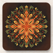 Fire Element Mandala - Kaleidoscopische Vlammensch Bier Onderzetter (Voorkant)