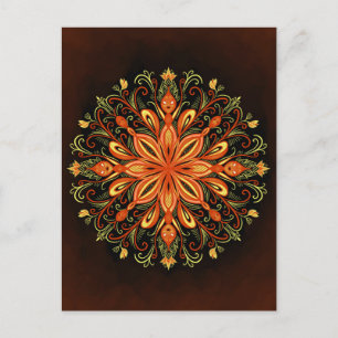 Fire Element Mandala - Kaleidoscopische Vlammensch Briefkaart