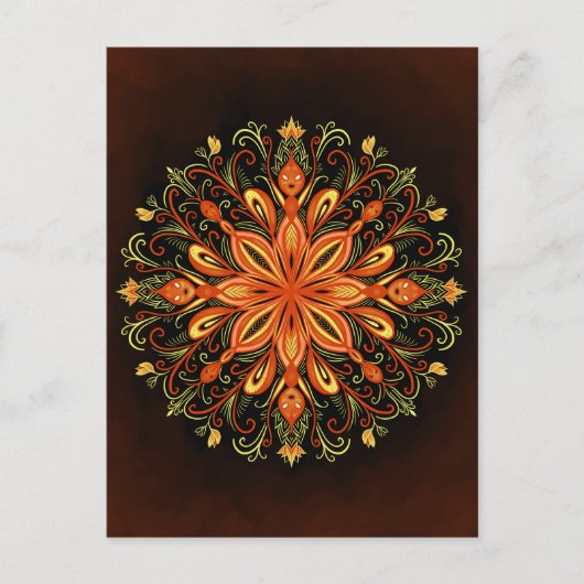 Fire Element Mandala - Kaleidoscopische Vlammensch Briefkaart (Voorkant)
