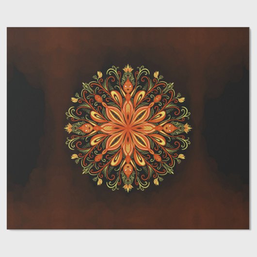 Fire Element Mandala - Kaleidoscopische Vlammensch Cadeaupapier (Vlak)