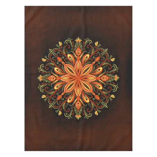 Fire Element Mandala - Kaleidoscopische Vlammensch Tafelkleed (Voorkant)