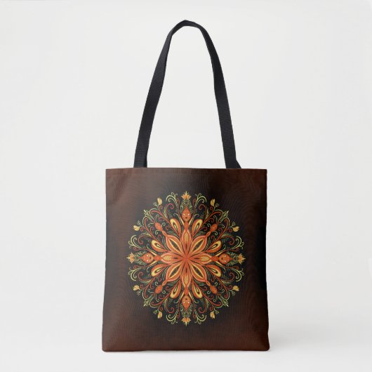 Fire Element Mandala - Kaleidoscopische Vlammensch Tote Bag (Voorkant)