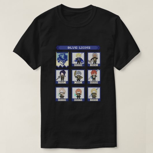 Fire Embleem Drie Houten Blauwe Lons House Pixel P T-shirt (Design voorkant)