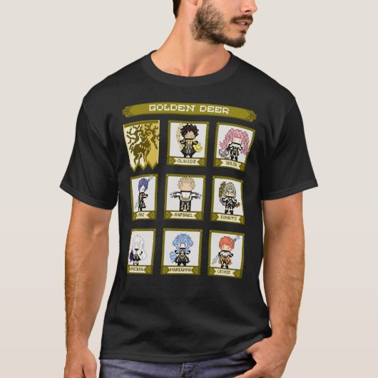 Fire Emblem Three Houses Golden Deer House Pixel P T-shirt (Voorkant)