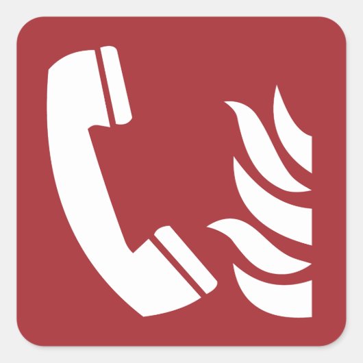 Fire Emergency Telefoon Safety Sign Vierkante Sticker (Voorkant)