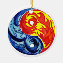 Fire en Ice Yin-Yang Keramisch Ornament