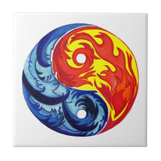 Fire en Ice Yin-Yang Tegeltje (Voorkant)