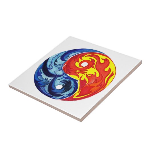 Fire en Ice Yin-Yang Tegeltje (Zijkant)