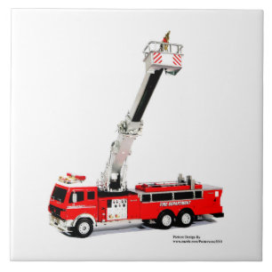 Fire Engine afbeelding voor Large-Ceramic-Photo-Te Tegeltje