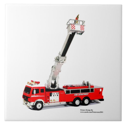 Fire Engine afbeelding voor Large-Ceramic-Photo-Te Tegeltje (Voorkant)