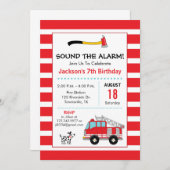 Fire Engine Fire Fighter verjaardagsfeestje uitnod Kaart (Voorkant / Achterkant)