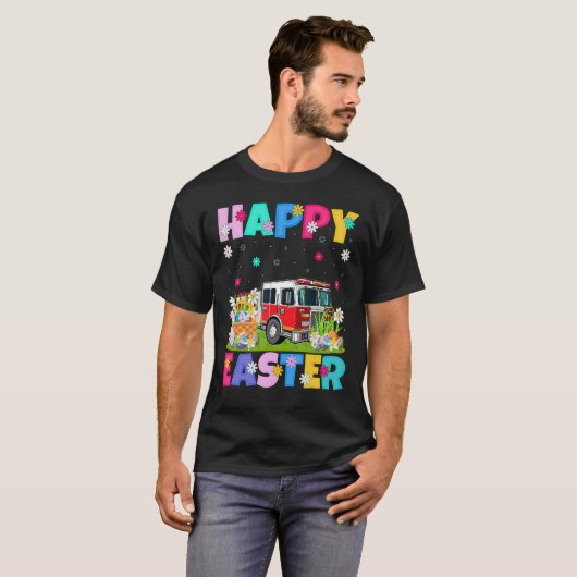 Fire Engine Happy Easter Fire Engine Paasunda T-shirt (Voorkant volledig)