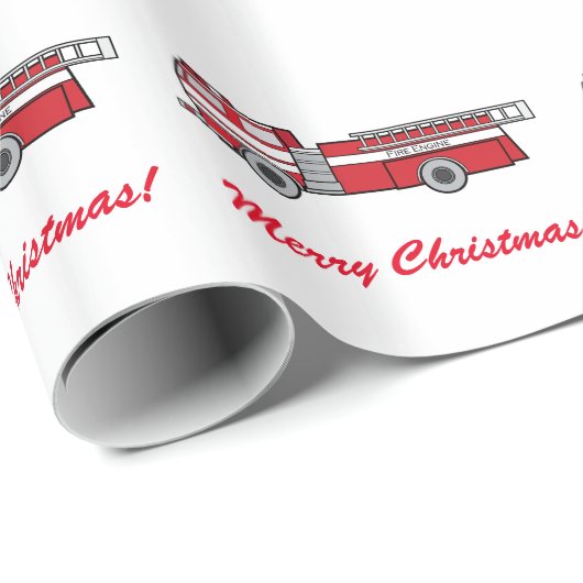 Fire Engine Merry kerst Cadeaupapier (Rol Hoek)