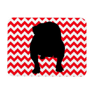 Fire Engine Red Chevron en English Bulldog Shadow Magneet