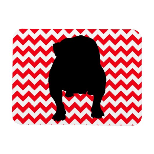 Fire Engine Red Chevron en English Bulldog Shadow Magneet (Horizontaal)