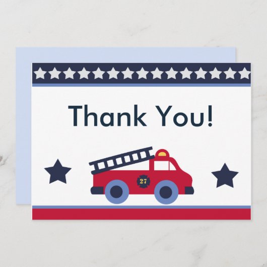 Fire Engine/Truck — Hartelijk dank Bedankkaart (Voorkant / Achterkant)