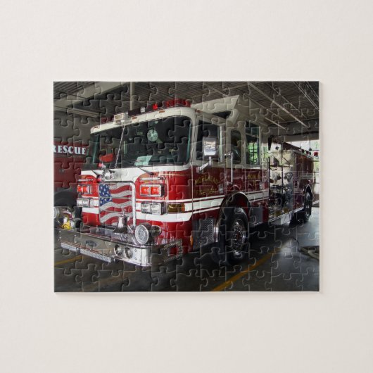 Fire Engine Truck Jigzaag Puzzle Legpuzzel (Horizontaal)