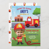 Fire Engine Verjaardag Brandweerman Party Gezichts Kaart (Voorkant / Achterkant)