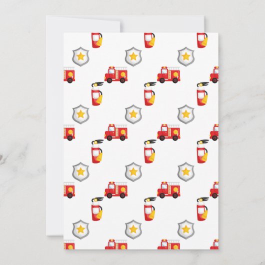 Fire Engine Verjaardag Brandweerman Party Gezichts Kaart (Achterkant)