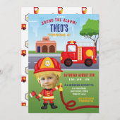 Fire Engine Verjaardag Brandweerman Party Gezichts Kaart (Voorkant / Achterkant)