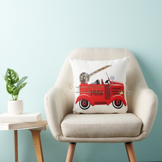 Fire Engine "voeg je eigen naam toe" Kussen (Stoel)