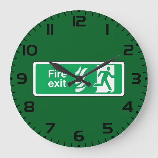 Fire Exit Safety Sign Emergency Evacuation Grote Klok (Voorkant)