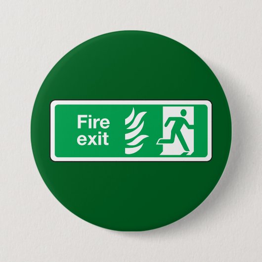 Fire Exit Safety Sign Emergency Evacuation Ronde Button 7,6 Cm (Voorkant)