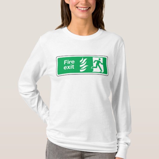 Fire Exit Safety Sign Emergency Evacuation T-shirt (Voorkant)
