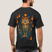 Fire-Eyed Owl Art: Golden Embers, Mystical T-shirt (Achterkant)
