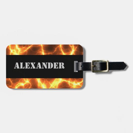 Fire Fiery Lava Hot Burning gesmolten - Monogramme Bagagelabel (Voorkant horizontaal)