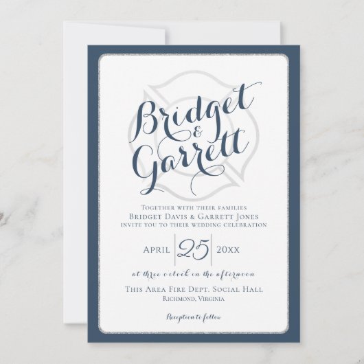 Fire Fighter Designer Tekst en Monogram Kaart (Voorkant)