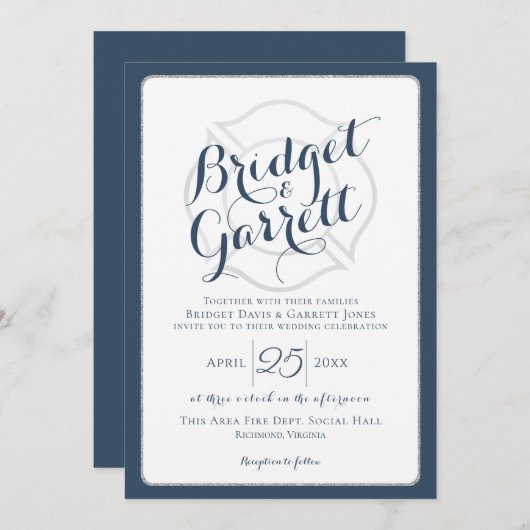 Fire Fighter Designer Tekst en Monogram Kaart (Voorkant / Achterkant)