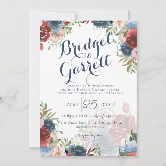 Fire Fighter Designer Tekst en Monogram Uitnodigin Kaart (Voorkant)