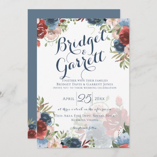 Fire Fighter Designer Tekst en Monogram Uitnodigin Kaart (Voorkant / Achterkant)