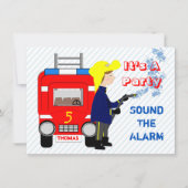 Fire-Fighter Fire Engine thema Kinder Partij Kaart (Voorkant)