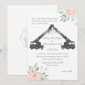 Fire Fighter Floral Wedding Kaart (Voorkant / Achterkant)