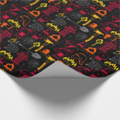 Fire Fighter Icons Pattern Black Cadeaupapier (Hoek)