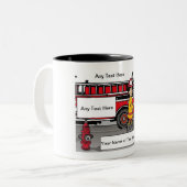 Fire Fighter - Male Cartoon by PrintedPerfection Tweekleurige Koffiemok (Voorkant links)