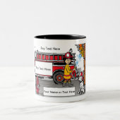 Fire Fighter - Male Cartoon by PrintedPerfection Tweekleurige Koffiemok (Center)