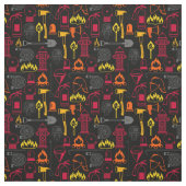 Fire Fighter Related Icons Pattern Black Stof (Swatch)