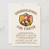 Fire Fighter Retro Style Afstuderen Aankondiging (Voorkant)