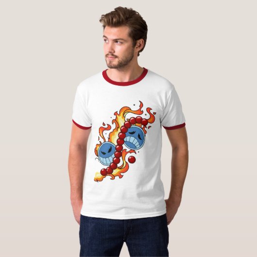 Fire Fist Pirate T-Shirt – Flame Anime Streetwear (Voorkant volledig)