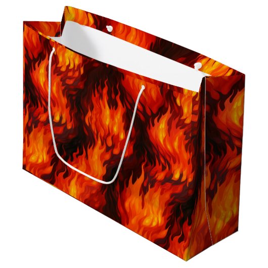 Fire Flame Gift Bag Groot Cadeauzakje (Voorkant Gekanteld)