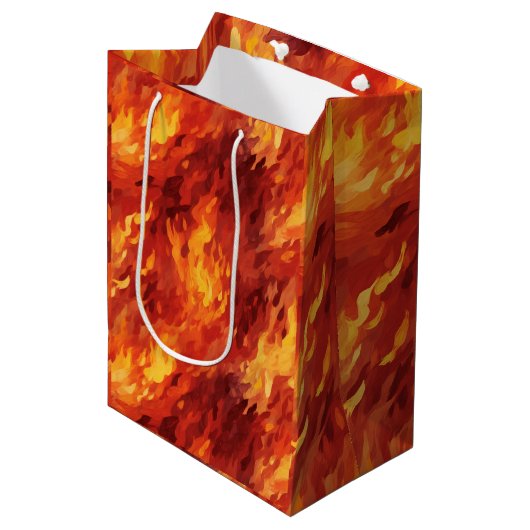 Fire Flame Gift Bag Medium Cadeauzakje (Voorkant Gekanteld)